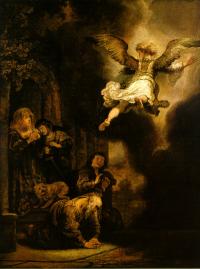 Der Engel verlässt Tobit und seine Familie (Rembrandt)