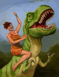 Sarah Palin reitet auf einem T-Rex