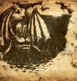 Künstlerische Darstellung eines Cthulhu, ein bösartiger Dämon, geboren aus purer Bosheit, den weniger als drei Prozent der Zehntklässler korrekt identifizieren können.
