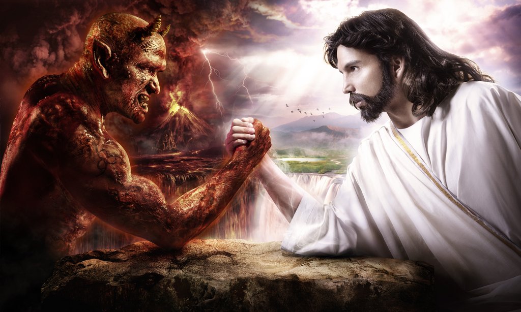 Teufel gegen Jesus (ongchewpeng, deviantart.com)